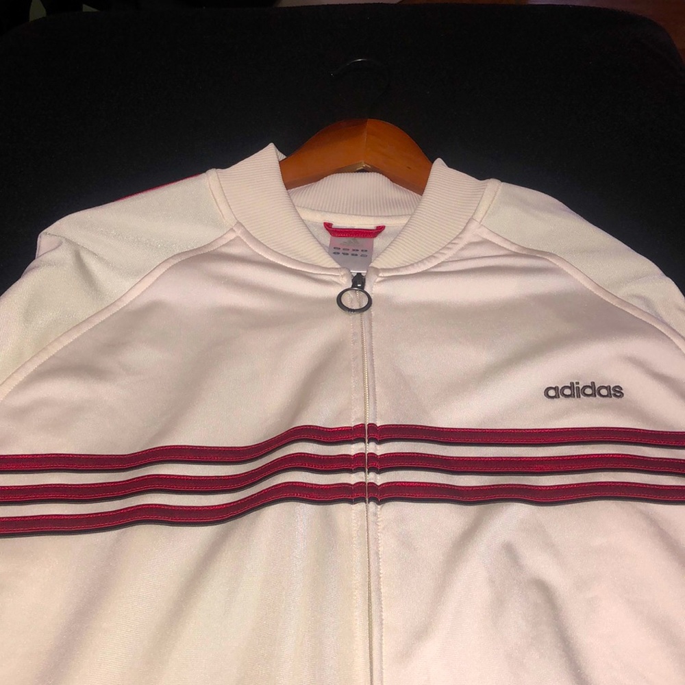 Adidas Track Jacket Vintage ,Large, Cream colored